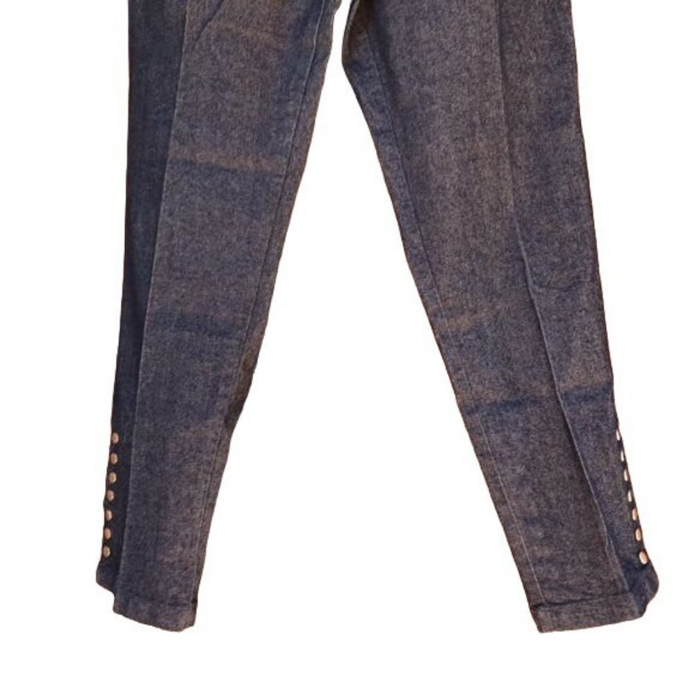 Salon Studio Side Button Elastic Waist Pull On Denim Style Pant Size L - Picture 4 of 8